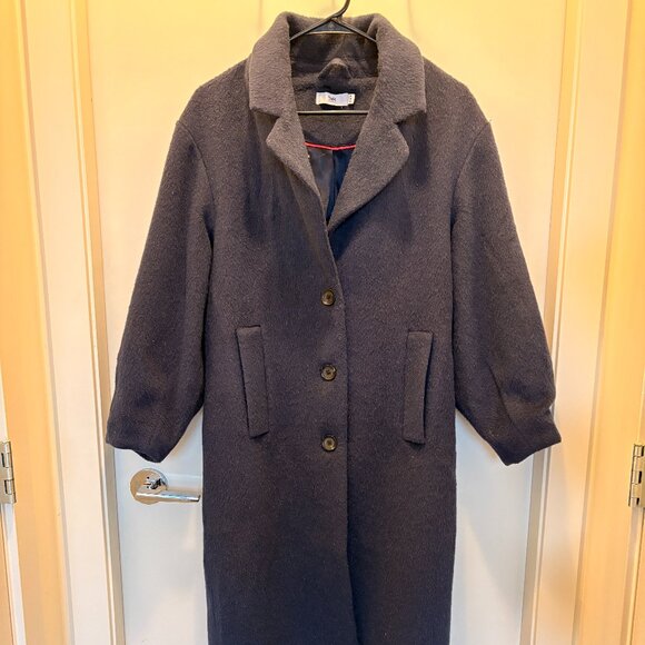 Navy Wool Trench Coat - Picture 1 of 4
